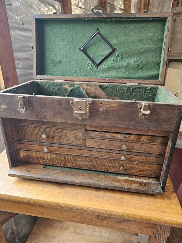 Antique H. Gerstner & Sons Wooden Machinist Toolbox Chest Vintage Wood Tool Box