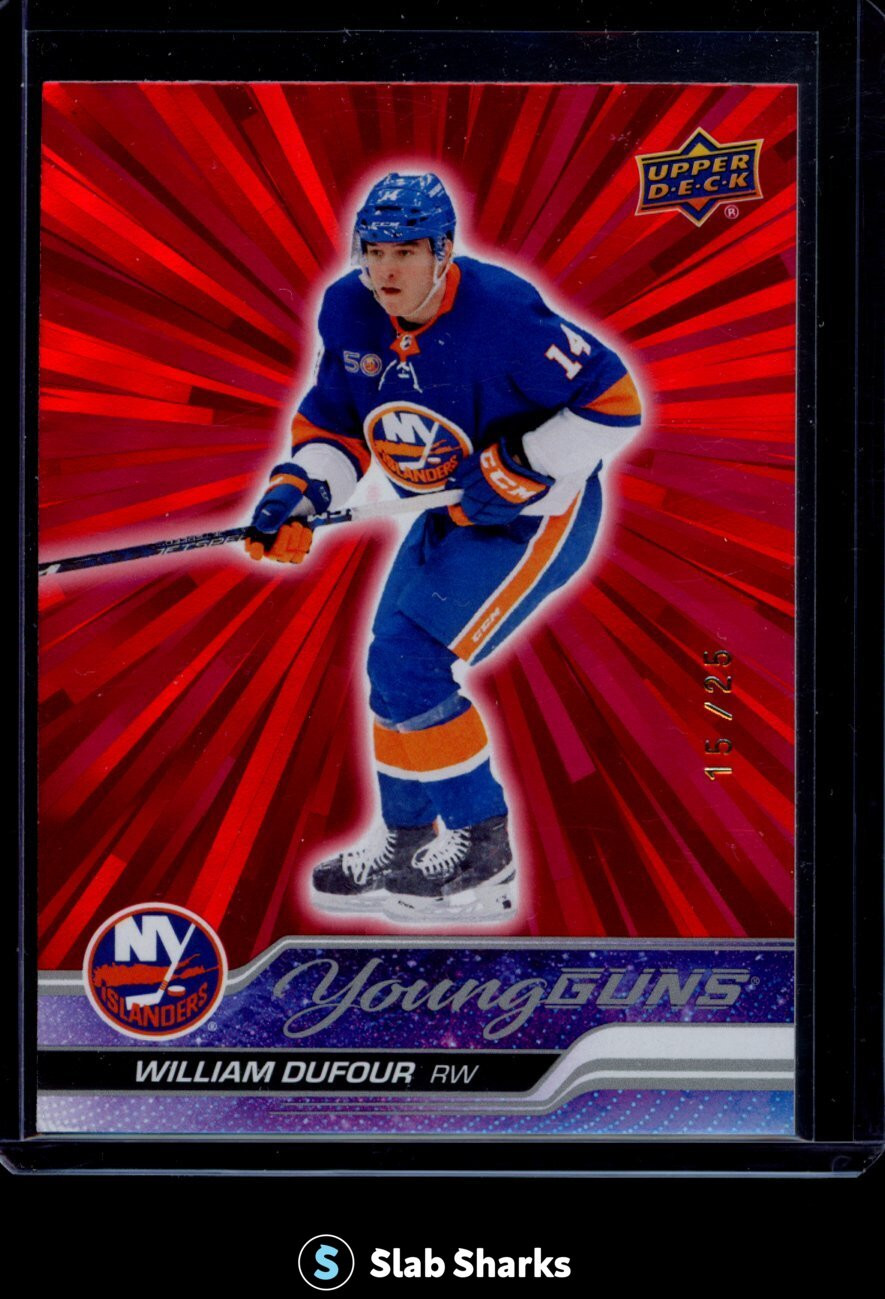 2023 UPPER DECK SERIES 1 #206 WILLIAM DUFOUR YOUNG GUNS ROOKIE RED OUTBURST /25