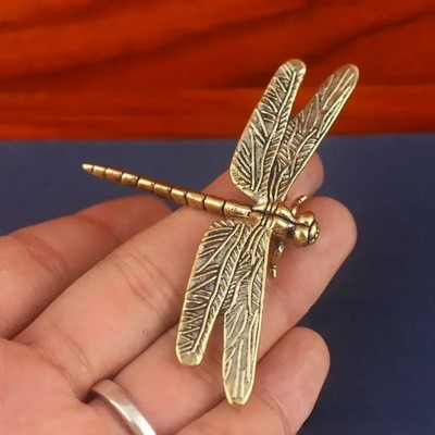 Dragonfly Brass Cooper Figurines Miniatures Tabletops Statues Home Decor 5x7 cm