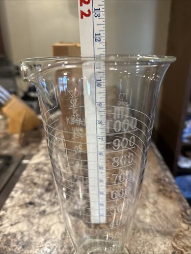 Vintage 32oz KIMAX 1000 mL Conical Graduated Beaker Etched Glass N3w Old Stock - Picture 9 of 11