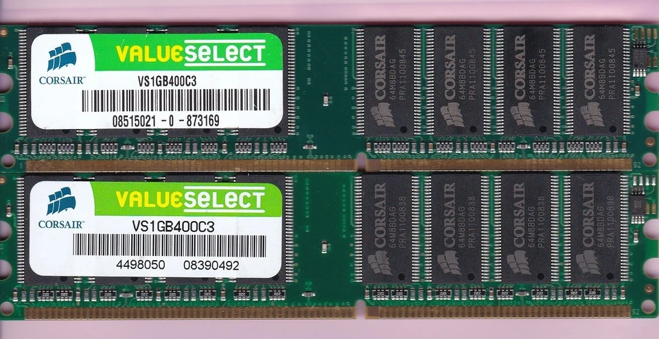 2GB 2x1GB PC3200 DDR-400 CORSAIR VS1GB400C3 VALUE SELECT RAM MEMORY KIT PC-3200 - Image 4 of 4
