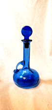 Vintage Cobalt Blue Art/Wine/Perfume Glass Decanter 7" w/cork FREE SHIPPING
