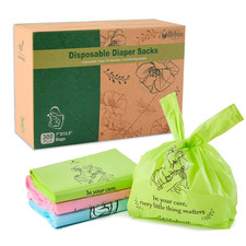 Diaper Bags Disposable Baby 300 Count Dirty Disposable Diaper Sacks Easy-Tie Pet