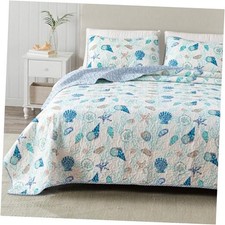 Coastal Quilt Set - 2-Piece Twin/Twin XL Size Twin / Twin XL Blue Coral