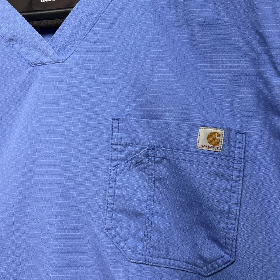 Blusa Médica Carhartt Para Hombres 2XL Azul Ripstop Cuello en V Utilidad Médica 3 Bolsillos C15108 Foto 2 de 4