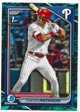 2024 Bowman Draft Carter Mathison 1st Aqua Lunar Refractor /125 BDC-127 Phillies