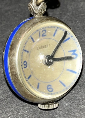 E Gubelin 800 Silver Bubble Ball Skeleton Watch Pendant Chain Antique Working