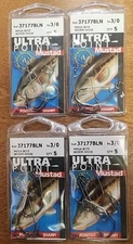 Lot Of 4. Mustad Mega Bite Extra Wide Gap Hook. Size 3/0 5pk.