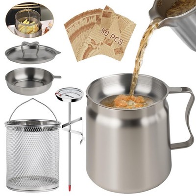 6 PCS 2L Oil Filter Pot Bacon Grease Saver with Strainer,68oz Large Capacity ...