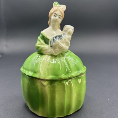 Art Deco Porcelain Half Doll Dresser Box Powder Jar Coronet Trademarked Germany