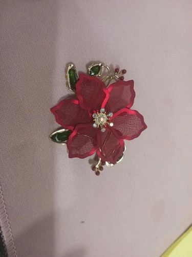 Kenneth Cole Poinsettia Flower Mesh Holiday Brooch Pin