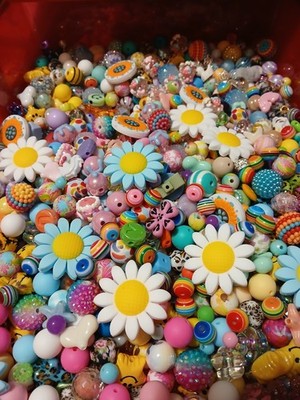 Lot Of 40  Beads With Focals  + More For Beadable Pens Grab Bag Flower    Theme