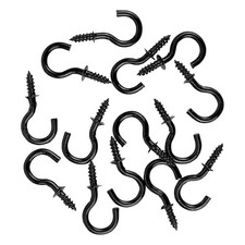 50pcs 1/2" Black Zinc Plated Screw-In Cup Hooks Wall Ceiling Hanging