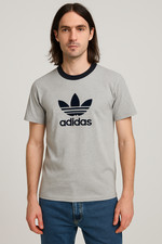 Vintage Adidas Trefoil Ringer T-Shirt Gray Navy Men  s M USA Made 70s 80s