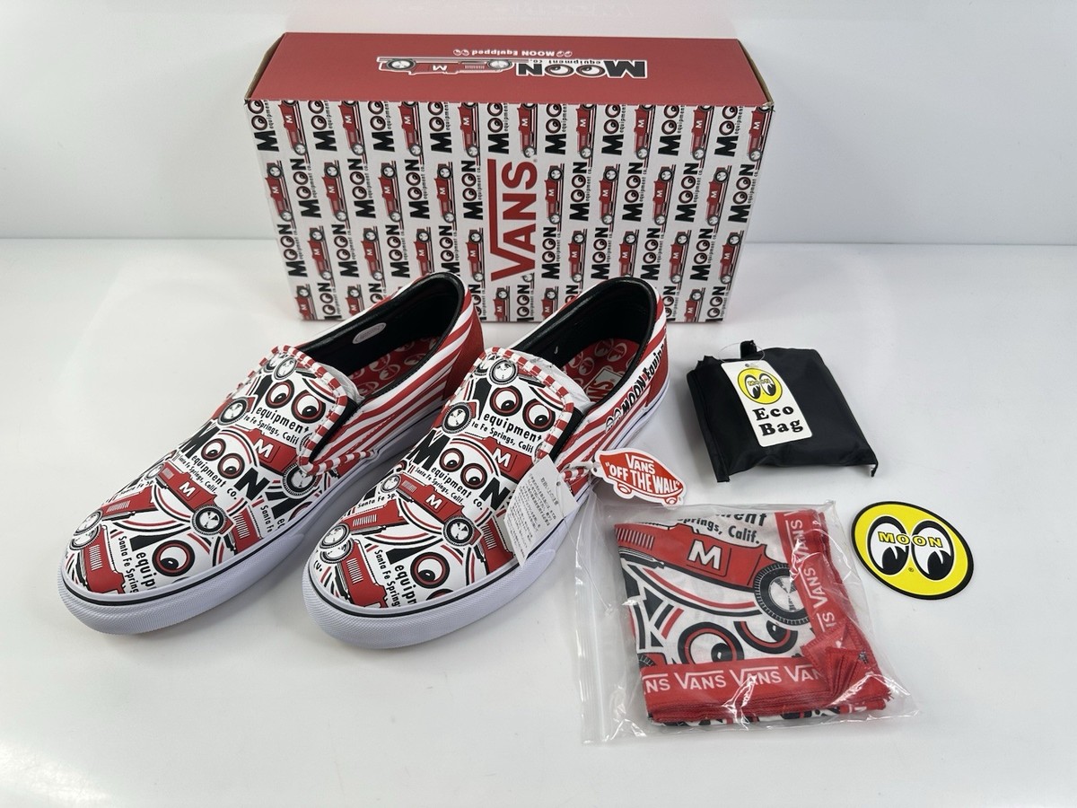 Rare 2020 Vans X Mooneyes Moon Slip On Men's 12 White Red | eBay