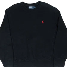 VINTAGE RALPH LAUREN 1990S CLASSIC BLACK CREWNECK SWEATSHIRT MEDIUM