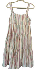 Madewell Rainbow Stripe Cotton Tiered Midi Dress 4 Cottagecore Vacation Prairie