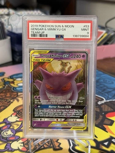 Pokemon Gengar & Mimikyu GX Team Up Holo Ultra Rare #53 PSA 9 Mint