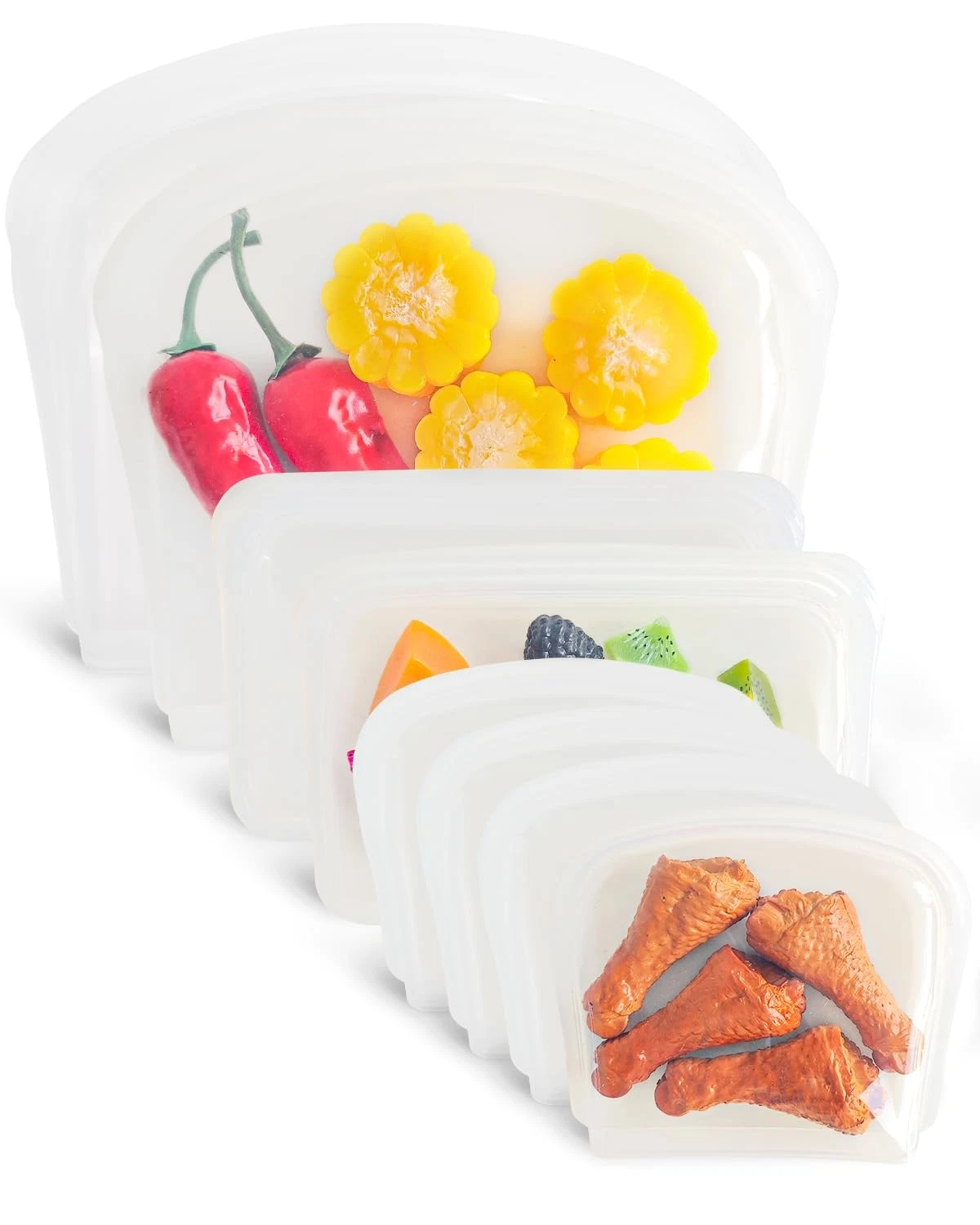 Reusable Silicone Storage Bag, 8Pack Pocket, Snack, and Sandwich Bag, Endurab...
Opens in a new wind