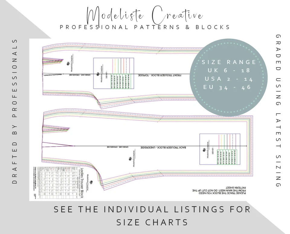 FULL SET - BASIC BLOCKS FOR PATTERN CUTTING - SKIRT, TROUSER, BODICE & DRESS! - Image 3 of 4