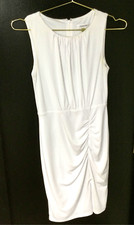 Calvin Klein Womens White Lined Sassy Slit Front Hem Ruched Mini Dress Size 2P