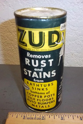 Vintage ZUD container, removes rust & stains, great graphics & colors, 1/3 full