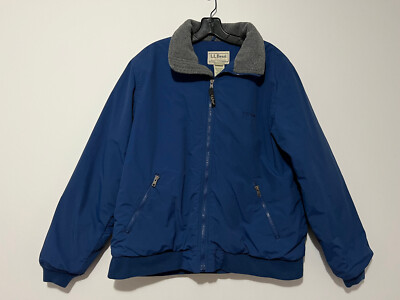 L.L.Bean Vintage Mock Neck Jacket Blue w/Gray Fleece Lining Men's Size M
