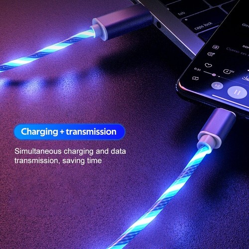 Flowing LED Light USB Fast Charging Cable Cord For Samsung Type C Charger Cord - Picture 5 of 21