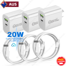 3Pack 20W PD Type C Adapter Cable USB C Fast Wall Charger For iPhone 14/13/12/11