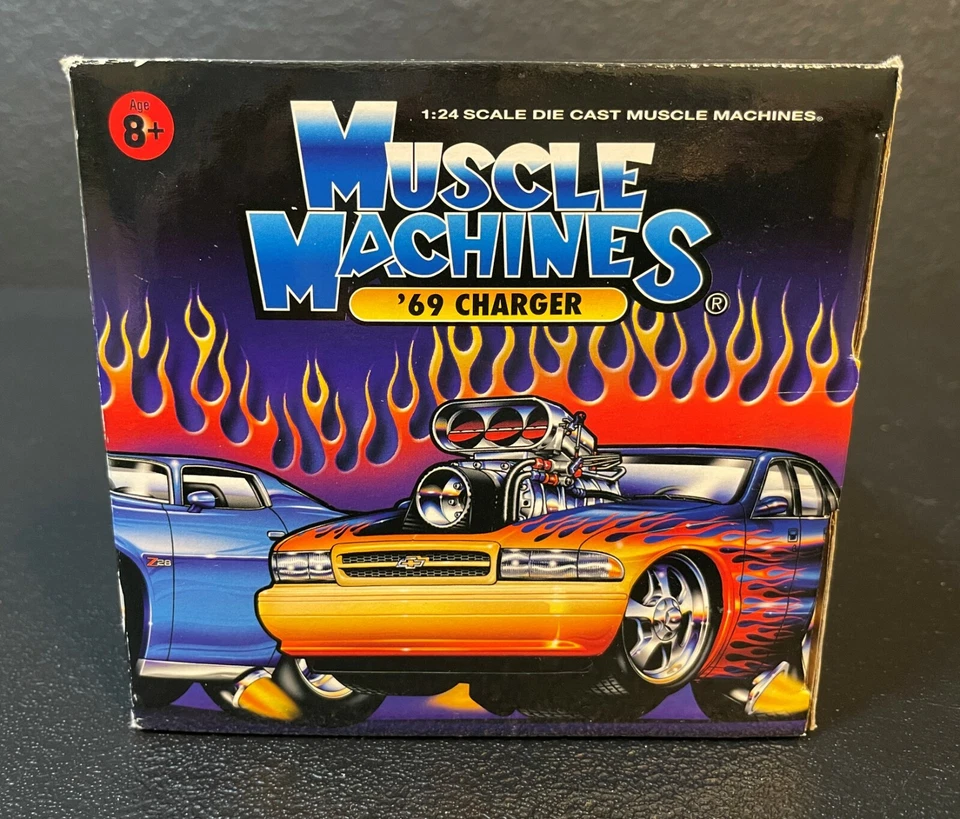 Muscle Machines Yellow With Black Stripe 69' Hemi Charger 1:24 Scale - Image 4 of 4