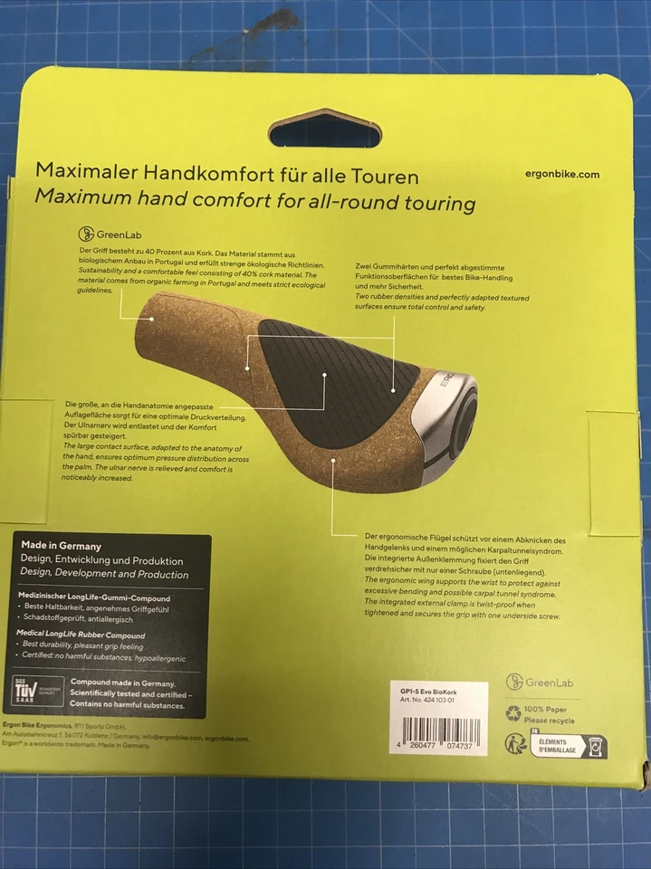 Ergon GP1 Evo BioKork Grips - Lock-On, Small, Black/Tan - Image 3 of 4