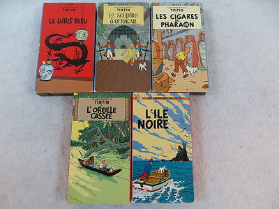 Set of 6 LES ADVENTURES DE TINTIN VHS TAPES Polygram Video 1994 French