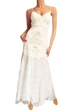 Sue Wong Drop-waist Ruffled Gown Sz 2 Ivory