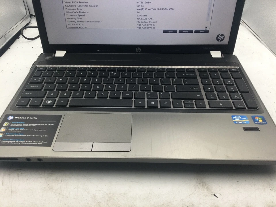 HP PROBOOK 4530S - BOOTS TO BIOS - INTEL I3 2310M - NO RAM - READ DESCRIPTION-BB - Image 3 of 4