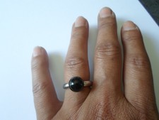 Bague Vintage Ancienne - Anneau Perle Argenté - Taille 56 - Bijou Élégant Rétro - Occasion Parfaite