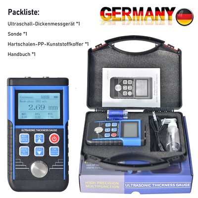 Digital Ultraschall Dickenmessgerät 0,8-500mm für Metall Kunststoff Glas Stahl