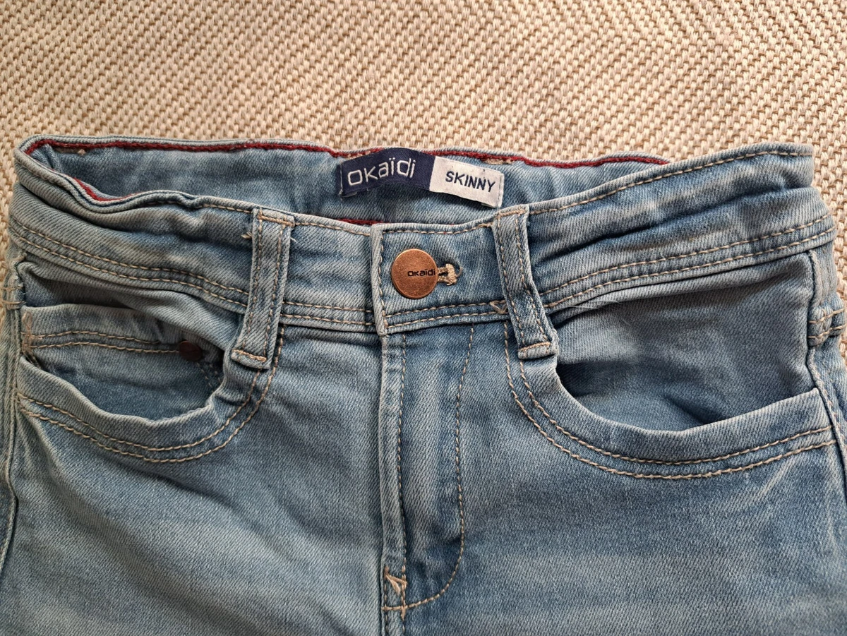 OKAIDI 7 ans pantalon jean skinny bleu clair pour gar on EXCELLENT ETAT