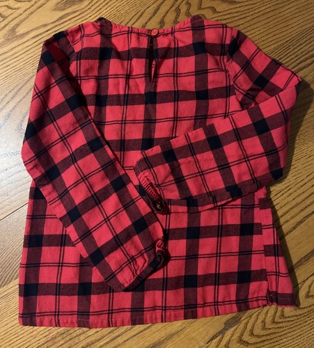Carters Girls 6/6X Plaid Blouse With A Gold Bow. Perfect For Christmas 🎄 - Picture 3 of 5