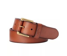 POLO RALPH LAUREN Signature Pony Men's Leather Belt 1.5" Wide Tan US 32/80