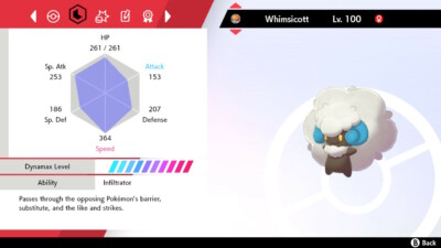 Pokemon Sword and Shield SWSH - Shiny 6IV Max EV Battle-Ready Whimsicott