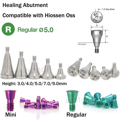 Dental Caps Healing Abutment Regular Platform Ø5.0 Dia Fit Oss Hiossen ET System