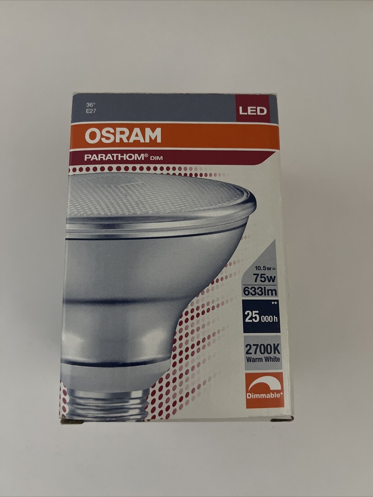 Osram LED Bulb PAR30 Parathom 10W = 75W E27 633lm Warm White 36° Dimmable 2700K