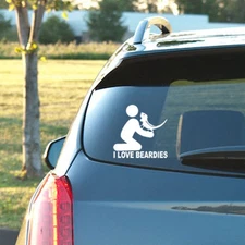 I LOVE BEARDIES Two Pack Vinyl Decal - Bearded Dragon White Vinyl Decals