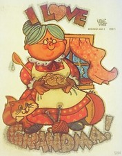 Original Vintage I Love Grandma Iron On Transfer