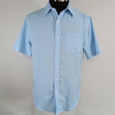 Croft  Barrow Shirt Mens Small Easy Care Pocket Button Blue Plaid Short Sleeve