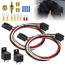 Dual Electric Fan Wiring Kit Fan Relay Kit Thermostat Radiator Fan Sensor Switch