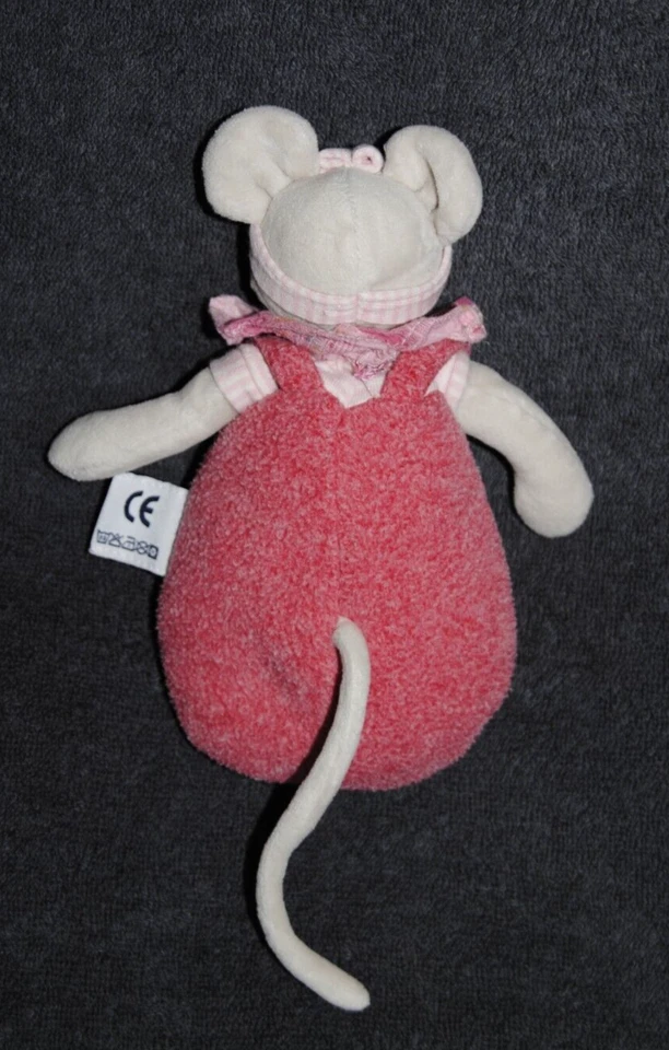 Doudou Souris Rose MOULIN ROTY Lila Et Patachon Hochet 12 Cm Peluche TTBE - Photo 2/2