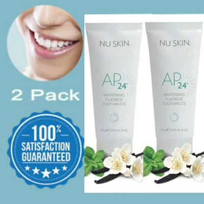 2X 100% NU SKIN® AP 24 Teeth Whitening Fluoride Toothpaste 110g (PACK OF TWO) UK