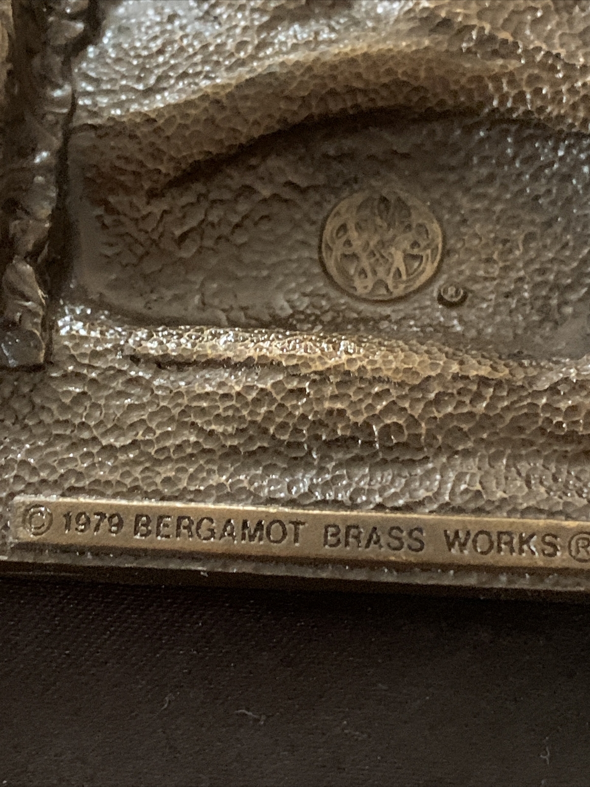 1979 Bergamot Brass Works Texas Armadillo Belt Buckle Gem