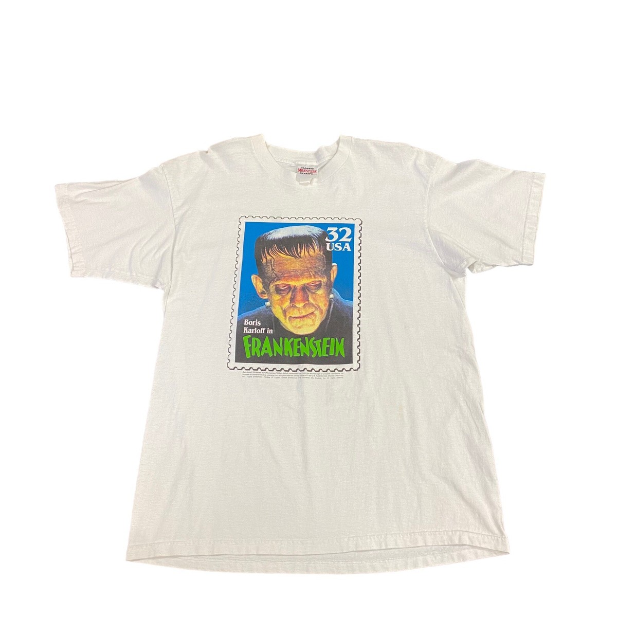 Vintage 1997 Frankenstein USPS Stamp Boris Karloff 90s Promo T